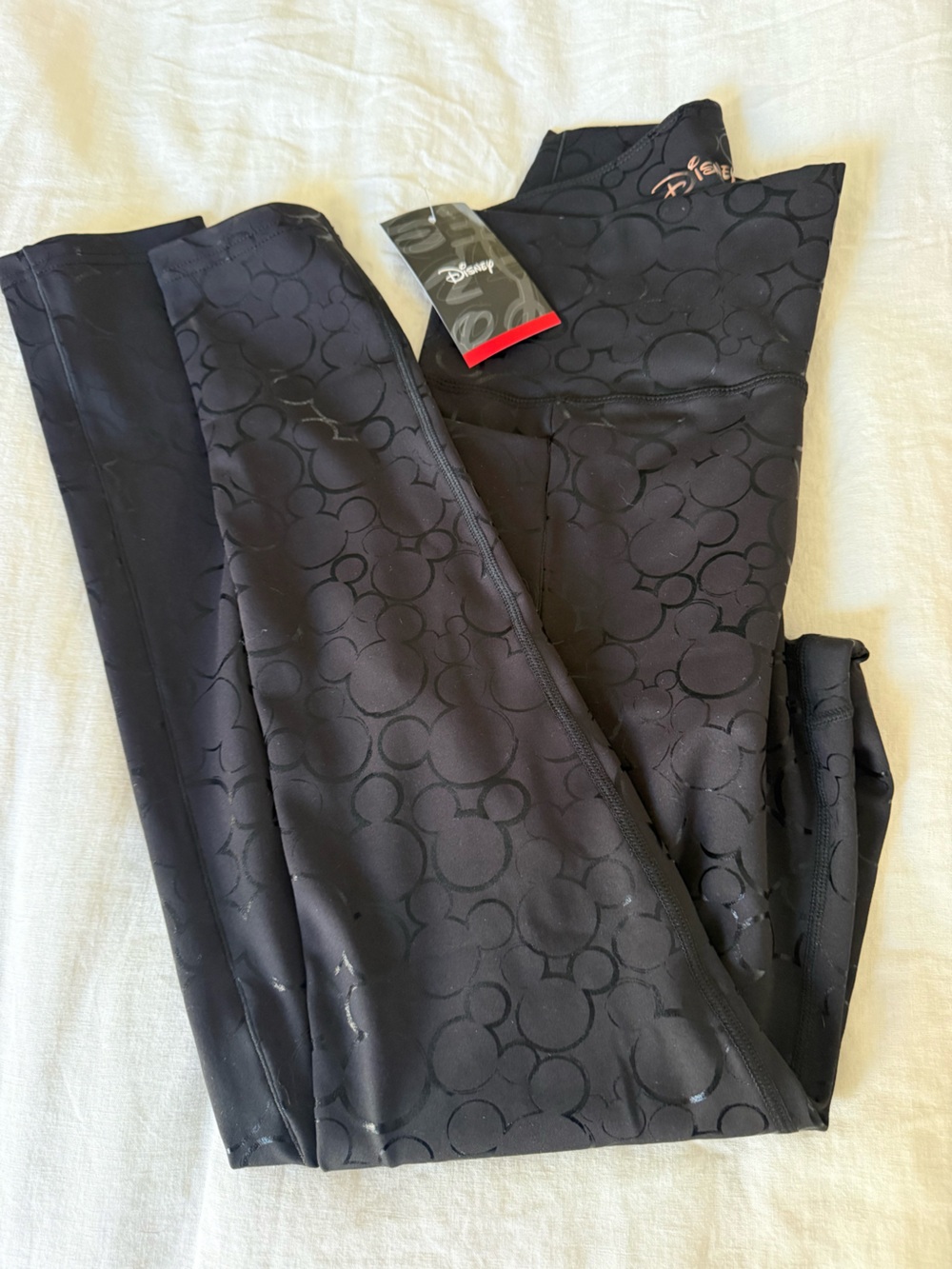 Disney Kids Black Mickey Logo-Print Leggings